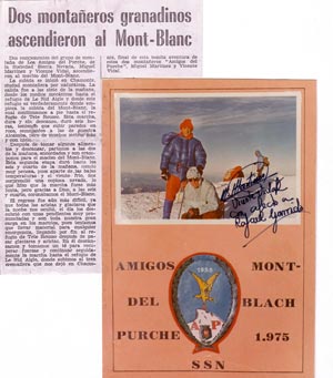 Crónica del diario Ideal dando cuenta de la ascensión al Mont Blanc que Miguel Martínez y Vicente Vidal llevaron a cabo el 19 de agosto de 1975